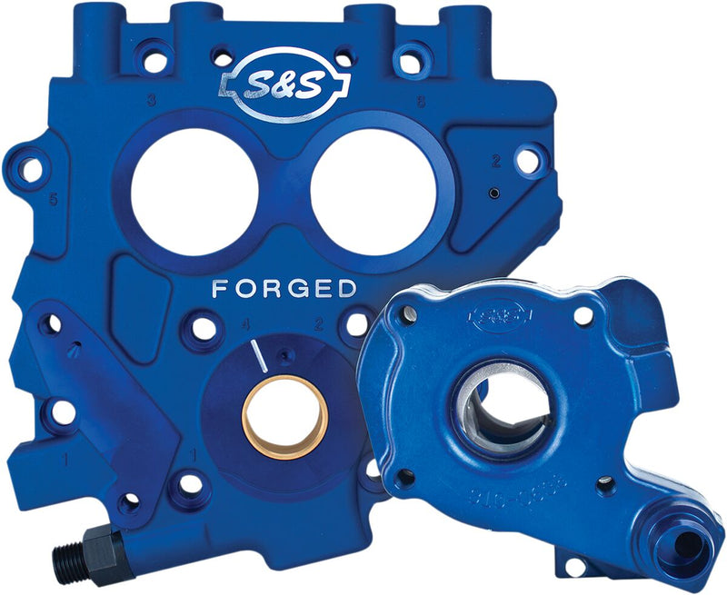 S&S Cycle TC3 Oil Pump and Cam Support Plate Kit Blue Aluminium #310-0731
