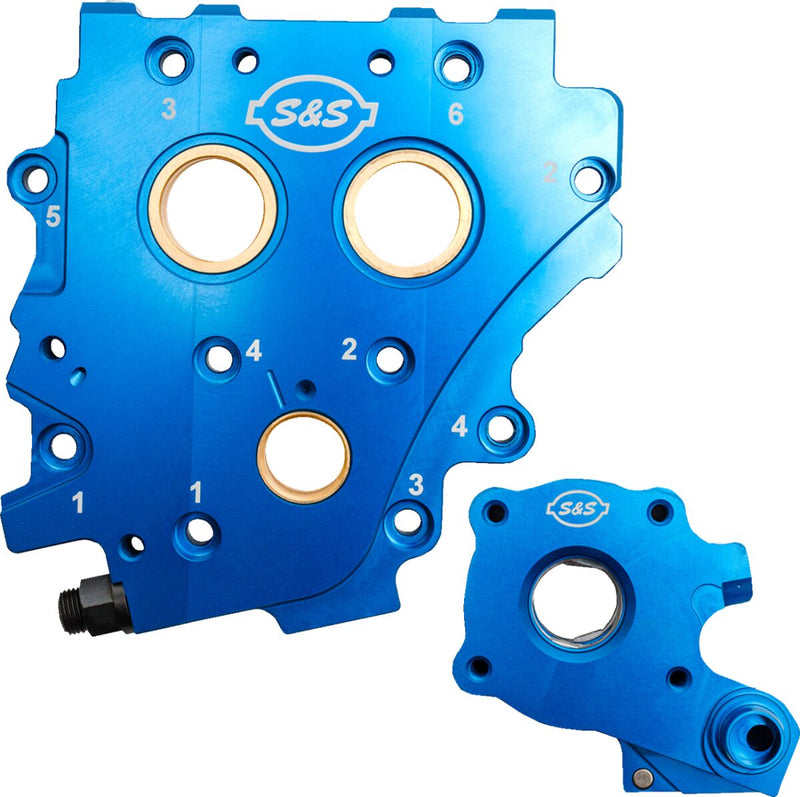 S&S Cycle TC3 Oil Pump and Cam Support Plate Kit Blue Aluminium #310-0732