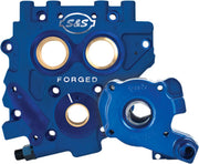 S&S Cycle TC3 Oil Pump and Cam Support Plate Kit Blue Aluminium