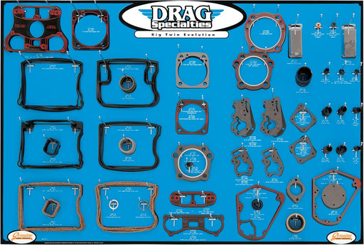 Drag Specialties Gasket/Seal and O-Ring Display for Evolution Big Twin Motors Display Board Peg Wall Hanging Vinyl