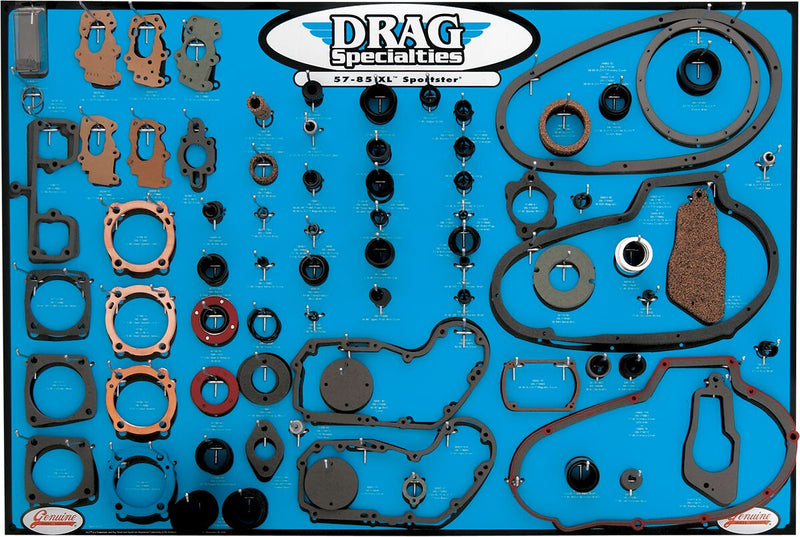 Drag Specialties XL Motors Gasket, Seal and O-ring Display - Each, Gasket /  O-Ring /  Seal, Peg /  Wall Hanging - Blue for Harley-Davidson Sportster 1974-1976