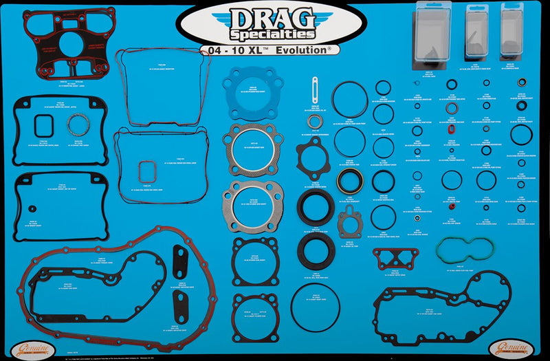 Drag Specialties Gasket, Seal and O-Ring Display for 04-15 Xl Evolution Motors Fits Harley-Davidson Sportster Models 2007-2022