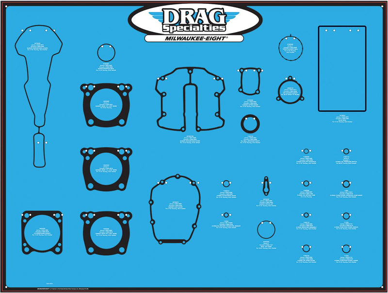 Drag Specialties M8 Motor Gasket, Seal, and O-ring Display - Vinyl, Gasket /  O-Ring /  Seal, Each - Blue for Harley-Davidson Touring, Softail, Trike & FXR 2022-2025