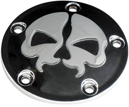 Drag Specialties Split Skull Points Cover Black Chrome Skull Die-Cast