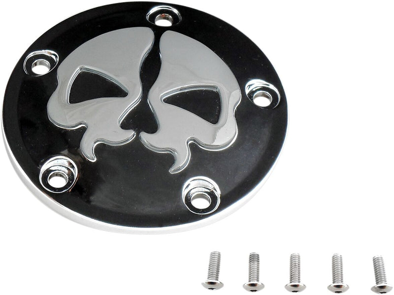 Drag Specialties Split Skull Points Cover Black Chrome Skull Die-Cast Each
