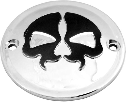Drag Specialties Split Skull Points Cover Chrome Black Skull Die-Cast