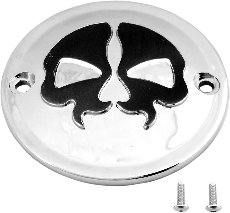 Drag Specialties Split Skull Points Cover Chrome Black Skull Die-Cast Each