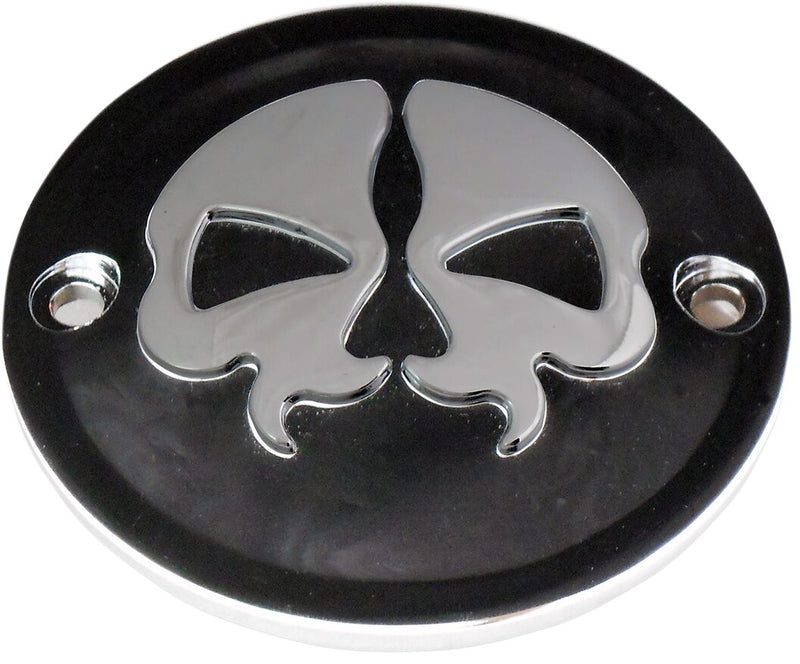 Drag Specialties Split Skull Points Cover Black Chrome Skull Die-Cast