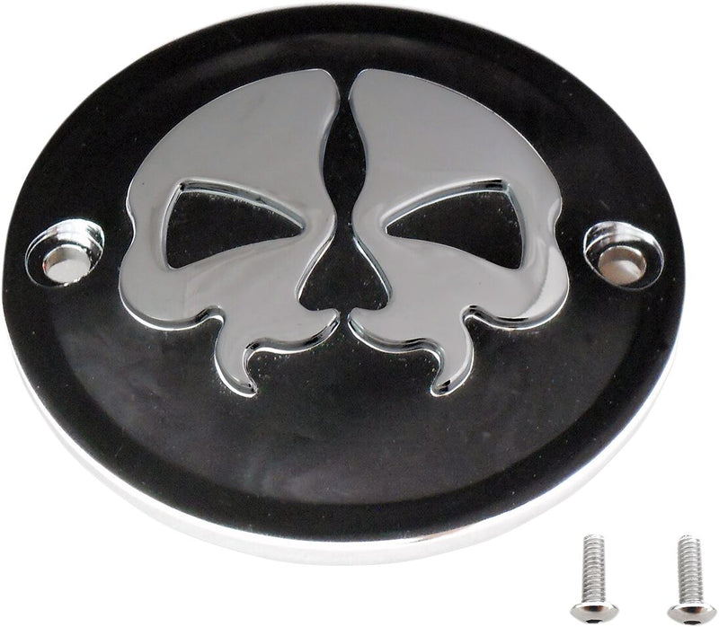 Drag Specialties Split Skull Points Cover Black Chrome Skull Die-Cast Each