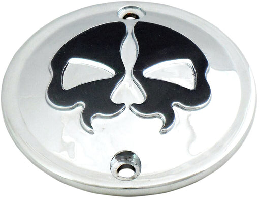 Drag Specialties Split Skull Points Cover Chrome Black Skull Die-Cast