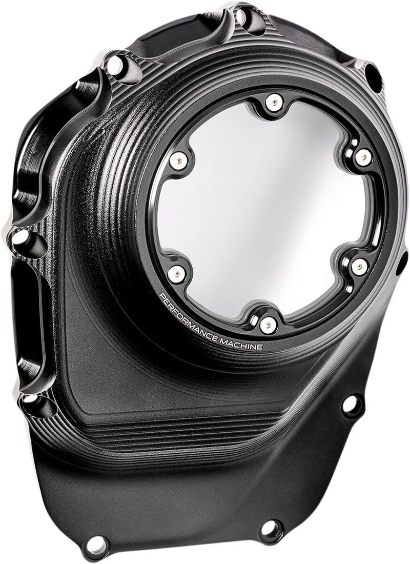 Performance Machine Cam Cover - Each, T6061-T6 Aluminum, Vision - Black / Black Ops™ for Harley-Davidson Touring, Softail, Dyna & Trike 2017-2023