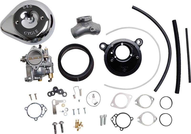 S&S Cycle Super E Carburetor with Stealth Air Cleaner Kit for 1999-2006 Harley-Davidson Carburetor w/Stealth Air Cleaner Chrome Silver