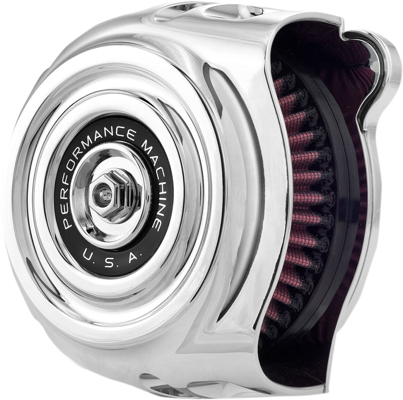 Performance Machine Vintage Air Cleaner - Each, Aluminum - Chrome for Harley-Davidson Touring, Softail, Dyna & FXR 1993-2017