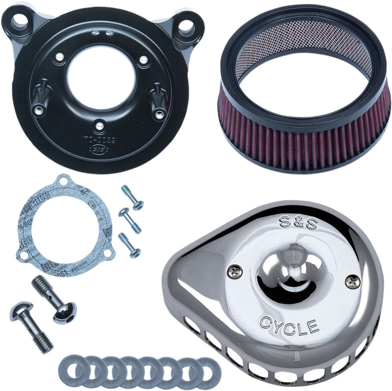 S&S Cycle Chrome Mini Teardrop Stealth Air Cleaner Kit for Various Various Harley-Davidson Motorcycles (See Fitment List) #170-0437