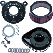 S&S Cycle Gloss Black Mini Teardrop Stealth Air Cleaner Kit for Various Various Harley-Davidson Motorcycles (See Fitment List)