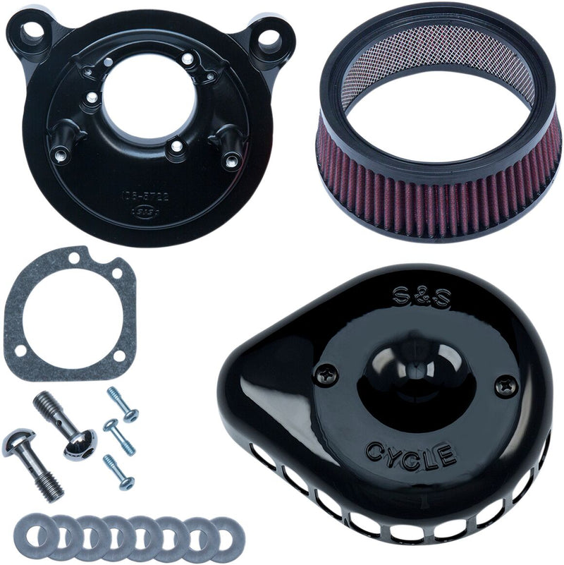 S&S Cycle Gloss Black Mini Teardrop Stealth Air Cleaner Kit for Various Various Harley-Davidson Motorcycles (See Fitment List)