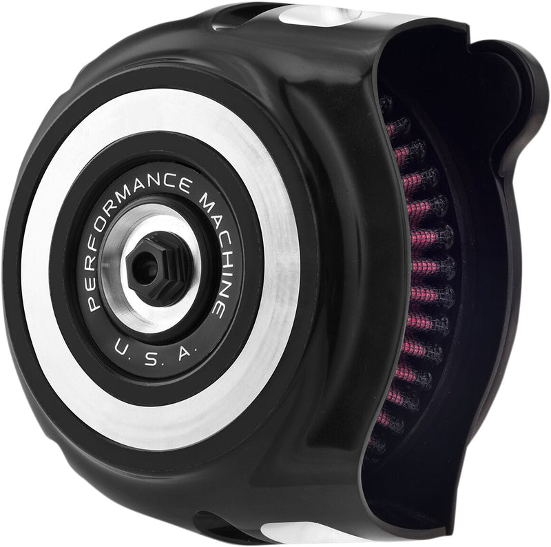 Performance Machine Vintage Air Cleaner - Each, Aluminum - Black / Contrast Cut™ / Silver for Harley-Davidson Touring, Softail, Sportster & Dyna 2012-2024