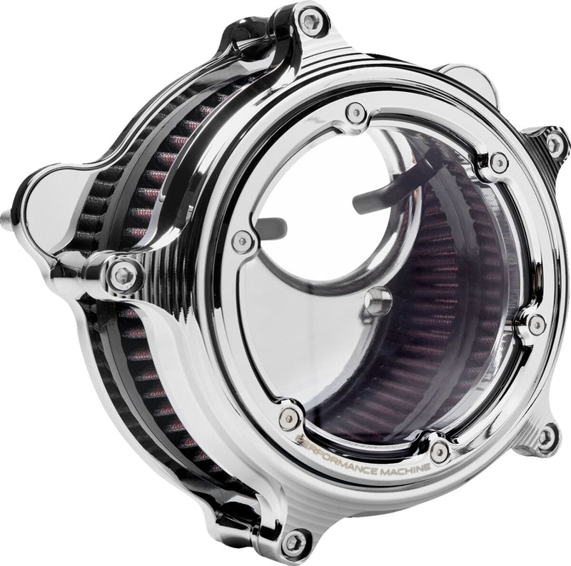 Performance Machine Vision Air Cleaner - CNC Billet Aluminum /  Polycarbonate, Vision Series, Each - Chrome for Harley-Davidson Touring, Softail, Dyna & Trike 2017-2024
