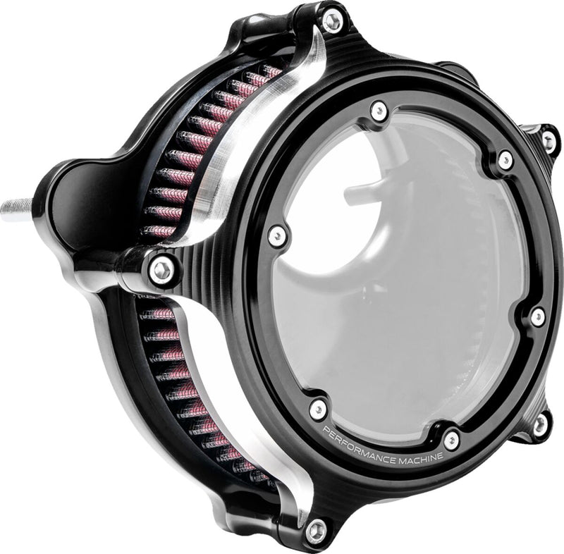 Performance Machine Vision Air Cleaner - Vision Series, CNC Billet Aluminum /  Polycarbonate, Each - Contrast Cut™ for Harley-Davidson Touring, Softail, Dyna & Trike 2017-2024
