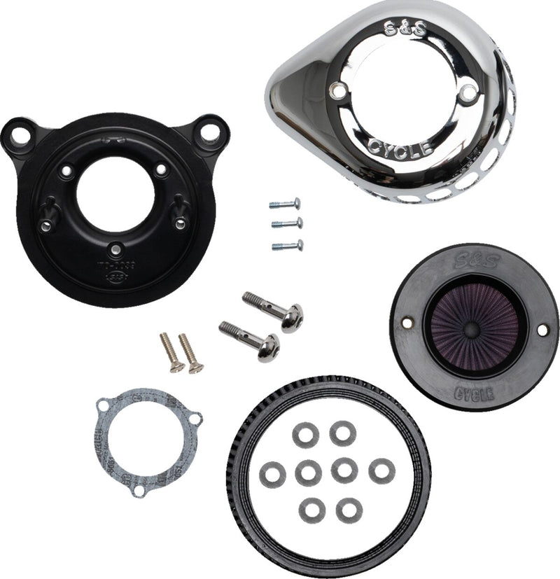 S&S Cycle Air Stinger Stealth Air Cleaner Kit for 2008-2017 Harley-Davidson Chrome Silver #170-0719A