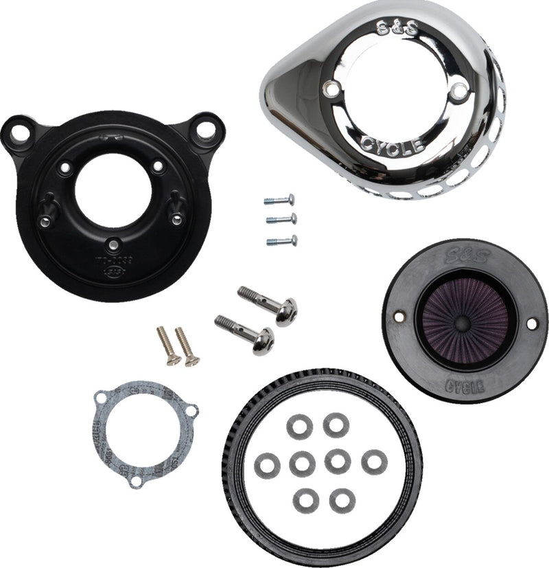 S&S Cycle Air Stinger Stealth Air Cleaner Kit for 2001-2006, 2011-2017 Harley-Davidson Chrome Silver #170-0721A