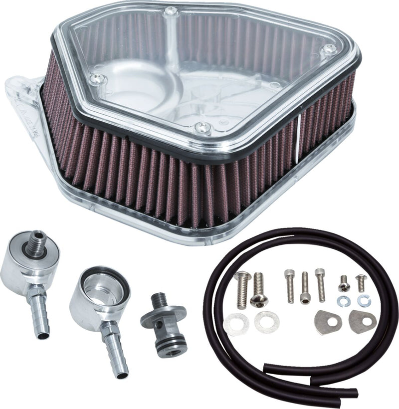 Alloy Art Boom Box Air Cleaner Kit - Aluminum /  Polycarbonate - Clear / Silver for Harley-Davidson Touring, Softail, Dyna & Trike 2017-2026
