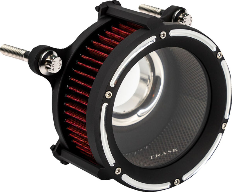 Trask Assault Charge High-flow Air Cleaner Kit - Billet Aluminum /  Lexan - Black / Reverse Cut / Silver for Harley-Davidson Touring & Softail 2024-2026