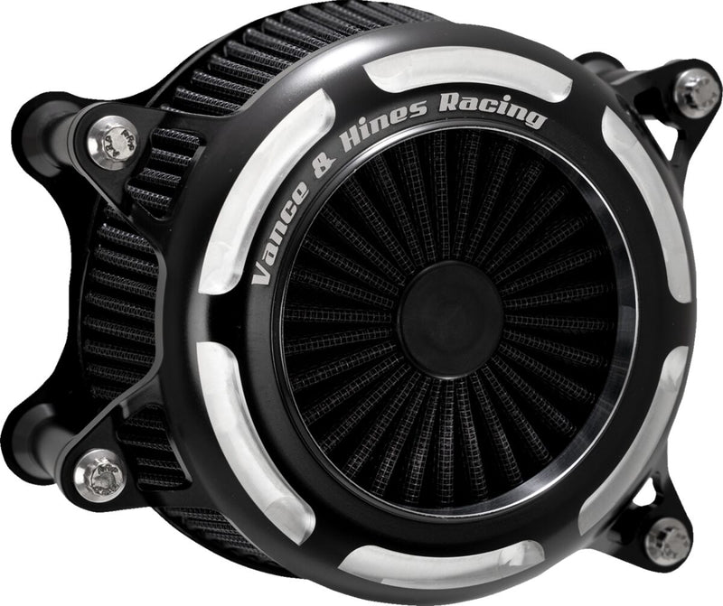 Vance & Hines V02 Onyx Air Intake Kit - VO2, CNC Billet Aluminum - Black / Contrast for Harley-Davidson Touring, Softail & Trike 2017-2025