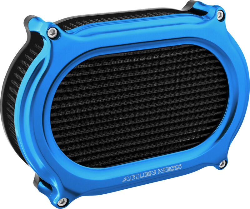 Arlen Ness Stage 2 Oval Air Cleaner Kit - AIR Cleaner Stage II OVAL BLUE for Harley-Davidson Touring, Softail, Dyna & Trike 2017-2024