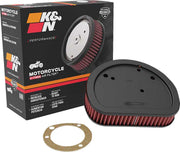 K & N Replacement High-Flow Air Filter for 2008-2017 Harley-Davidson Red Silver #HD-1611