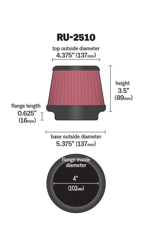 K & N Clamp-On Air Filter High-Flow #RU-2510
