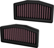 K & N High-Flow Air Filter for 2023-2026 BMW R 1300 Black Red Rubber Pair #BM-1324