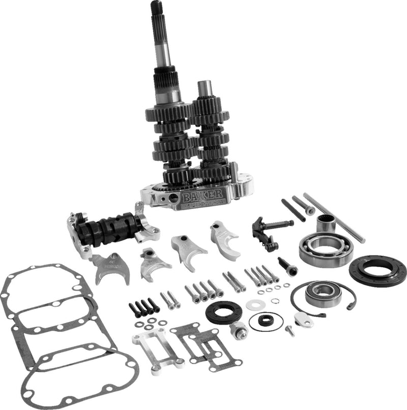 Baker Drivetrain Overdrive 6-speed Gear Set - Kit, Transmission - Polished for Harley-Davidson Touring 1998-2002