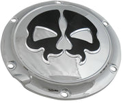 Drag Specialties Chrome w/Black Skull Split Skull Derby Cover (6-Hole) for 2004-2022 Harley-Davidson Sportster Motorcycles