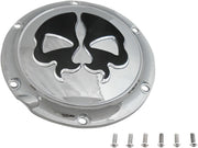 Drag Specialties Chrome w/Black Skull Split Skull Derby Cover (6-Hole) for 2004-2022 Harley-Davidson Sportster Motorcycles