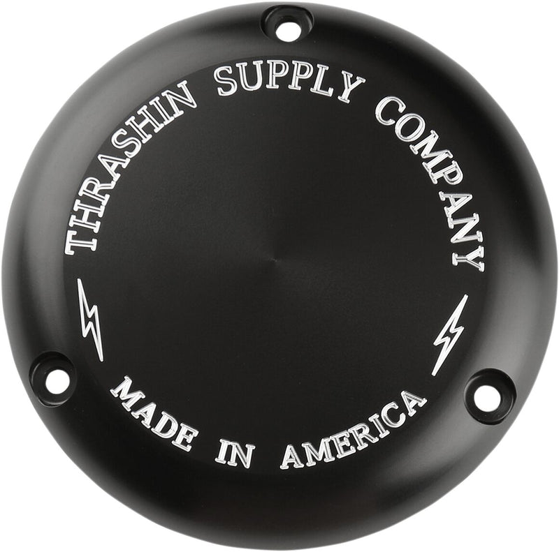 Thrashin' Supply Co. Classic Derby Cover - Aluminum, Each - Anodized / Black / Machined for Harley-Davidson Touring, Softail, Dyna & FXR 1970-1999