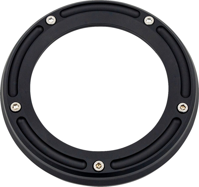 Trask Assault Derby Cover with Window - Each, 6061-T6 Aluminum - Black / Matte for Harley-Davidson Touring & Trike 2015-2024