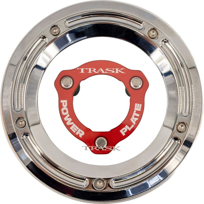 Trask Derby Cover and Power Plate Kit for 2017-2025 Harley-Davidson Chrome Red #TM-0051-CH-RD