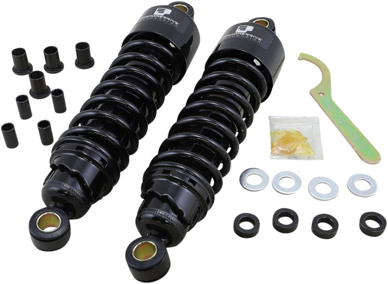 Progressive Suspension 412 Series Shocks - Steel, Pair, Coilover Monotube - Black for Harley-Davidson Touring, Softail & Trike 1996-2026