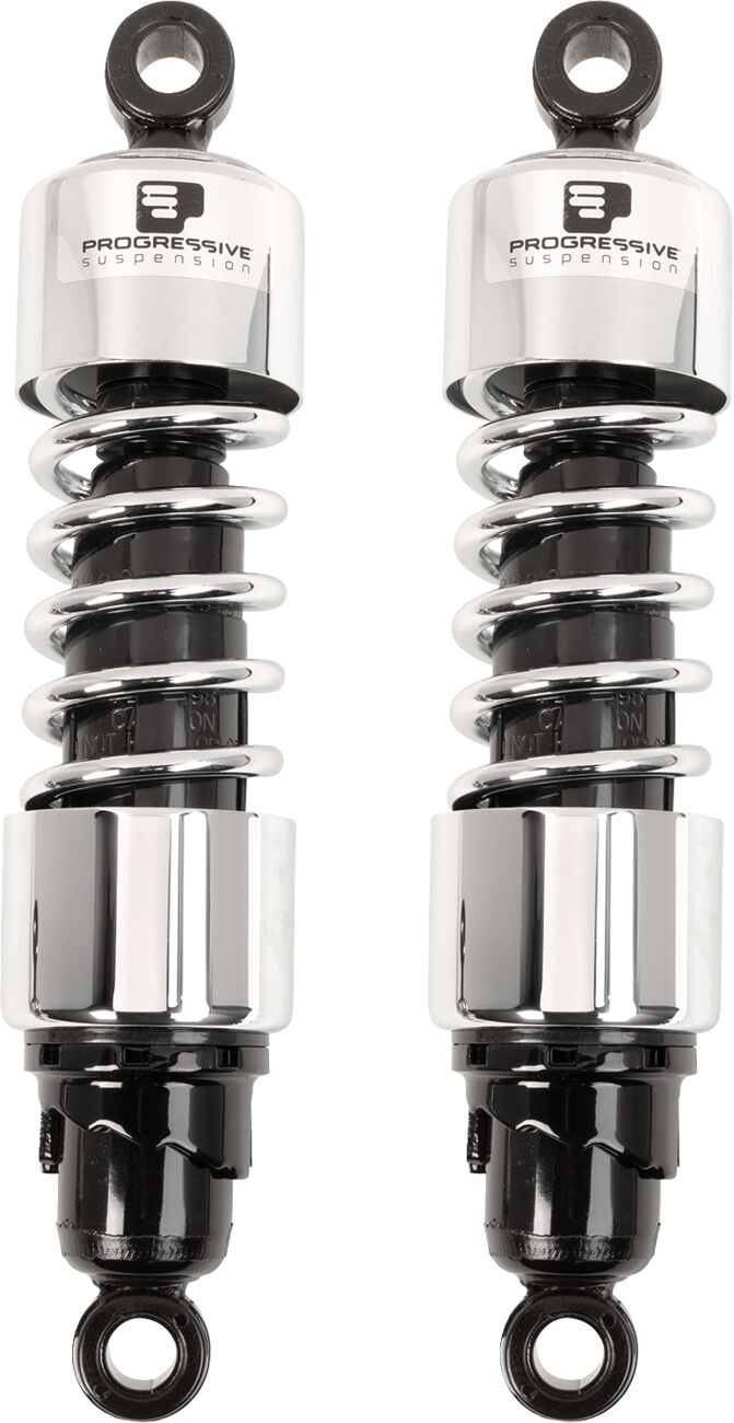 Progressive Suspension Chrome 412 Series 12" American-Tuned Gas Shocks - 115/155 Spring Rate (lbs/in) for 2006-2026 Harley-Davidson Touring Motorcycles