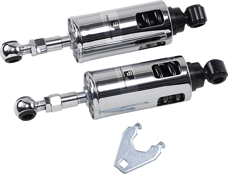 Progressive Suspension 422 Series Shocks - Coilover Monotube, Pair - Chrome for Harley-Davidson Softail 1989-1999