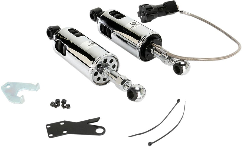 Progressive Suspension 422 Series Shocks with Remote Adjustable Preload - Coilover Monotube, Pair - Chrome for Harley-Davidson Softail 1989-1999