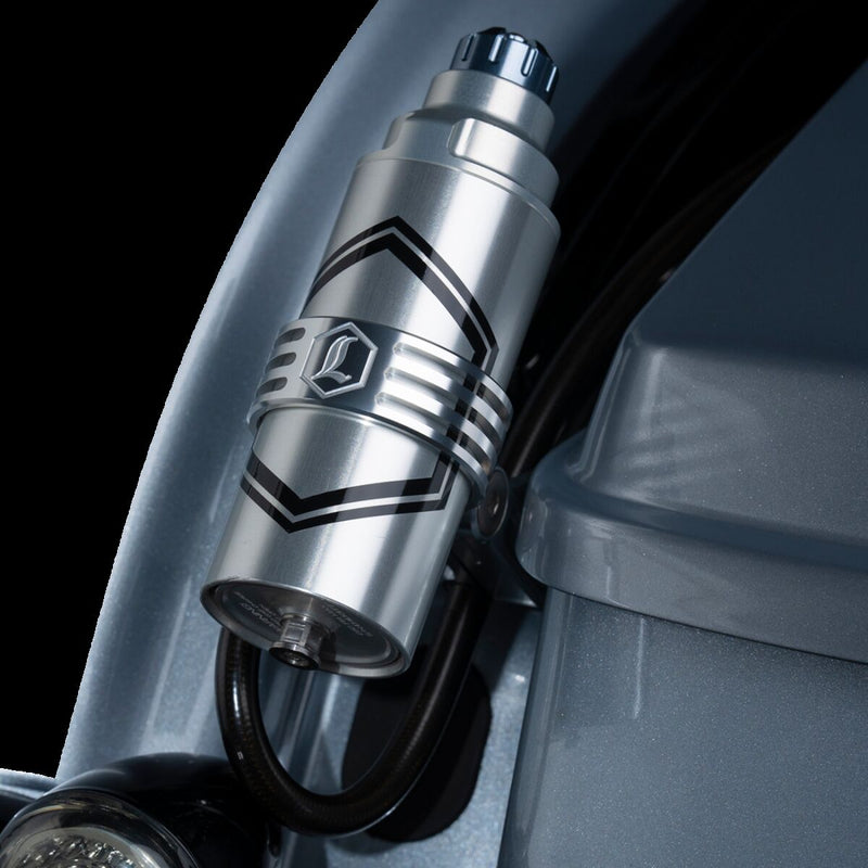 Legend Suspension REVO ARC Billet Remote Reservoir External Mounts for 2014-2025 Harley-Davidson Mounting Kit Anodised Clear Billet Aluminium