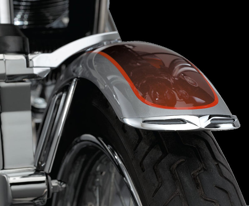 Kuryakyn Leading Edge Front Fender Tip For Most Narrow Fenders On Harley-Davidson FXST, XL, Dyna & FXR Models In Chrome #KUR9012