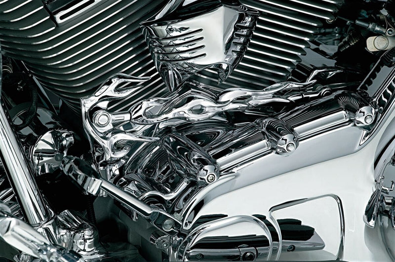 Kuryakyn Flame Shift Linkage for Harley-Davidson Touring, Trike & Softail Motorcycle In Chrome #KUR1072