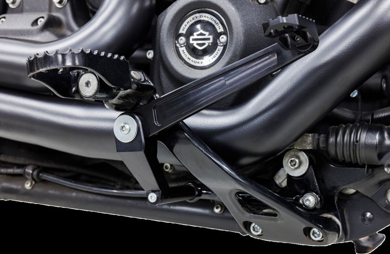 S&S Cycle Brake Pedal for 2018-2025 Harley-Davidson Brake Pedal Kit Black Powder Coated Mid-Mount 6061 T-6 Billet Aluminium
