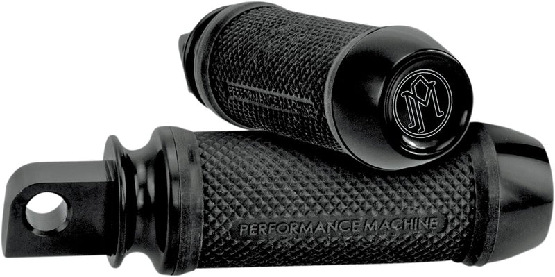 Performance Machine Elite Foot Pegs - Billet Aluminum /  Rubber, Pair, Folding - Black for Harley-Davidson Touring, Softail, Sportster & Dyna 1983-2012