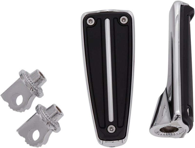 Ciro Rail Foot Pegs - Aluminum /  Rubber, Pair - Black / Chrome for Harley-Davidson Softail, Dyna & FXR 2018-2026