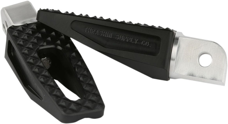 Thrashin' Supply Co. P-54 Foot Pegs - P-54 Slim, 64 mm (2-1/2"), Pair - Anodized / Black for Harley-Davidson Softail, Dyna & FXR 2018-2025