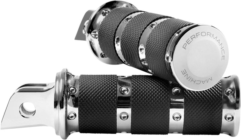 Performance Machine XLS Foot Pegs - Pair, Billet Aluminum, Folding - Chrome for Harley-Davidson Softail, Dyna & FXR 2018-2026